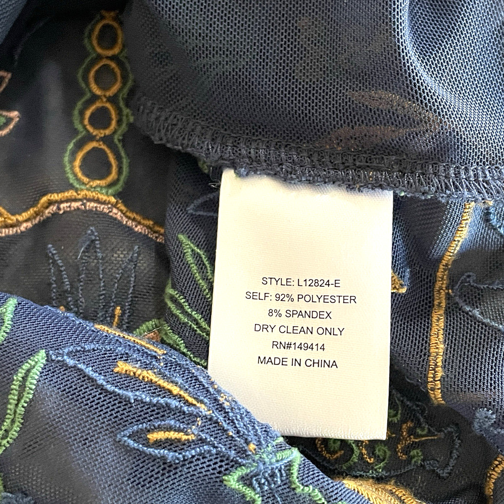 JADE by JOHNNY WAS Size Small Kaia Mesh Navy Del Mar Embroidered PulloverTop - Picture 11 of 13